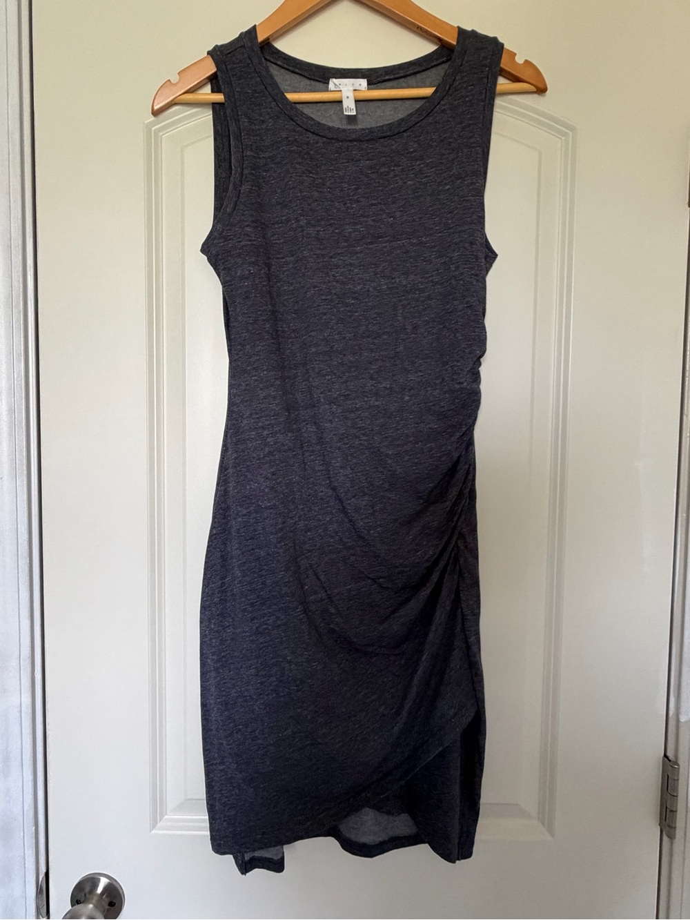Leith Charcoal Sleeveless Sheath Dress with Side Ruching